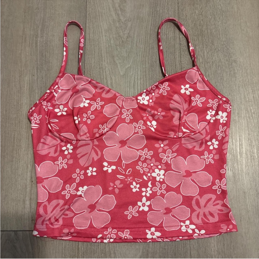 Pink Floral Crop Top